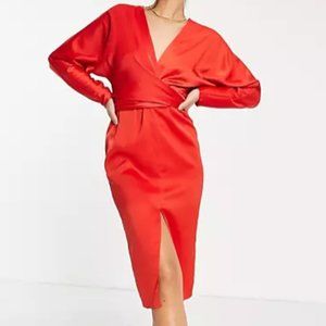 Asos Design Red Wrap dress
